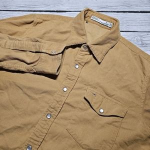 Criquet Corduroy Pearl Snap Men's Long Sleeve Shirt Sand Size Medium